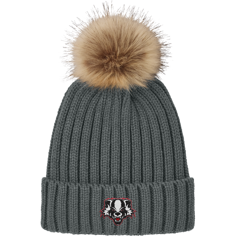 Scary Badgers Faux Fur Pom Beanie