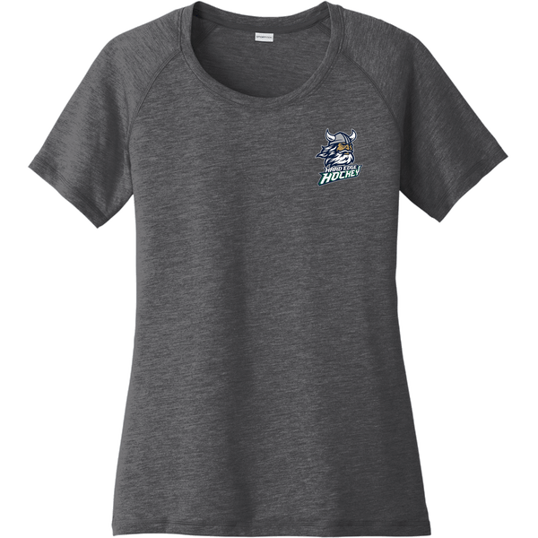 Hard Edge Hockey Ladies PosiCharge Tri-Blend Wicking Scoop Neck Raglan Tee